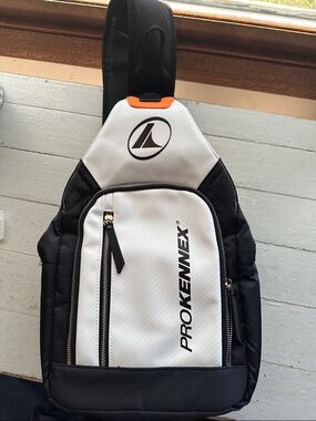 ProKennex Black & White Sling Backpack with Orange Accent Pickleball